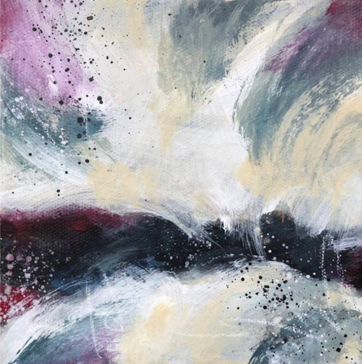 Abstract Landscape Acrylic Painting By Kate Marion Lapierre, 6 X 6", Arctic Blast, Original Artwork