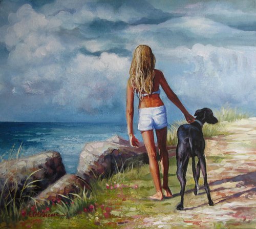 Best friends - 40x45x2 cm, acrylic painting on canvas by Elena Oleniuc
