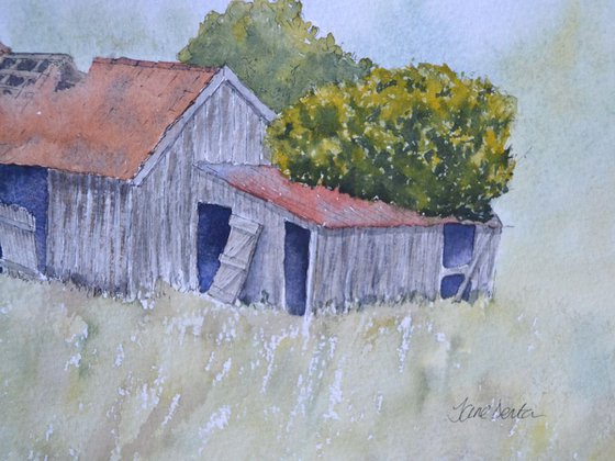 Derelict Farm Building - Original Pen & Wash Painting