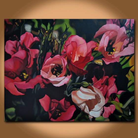 Roses  painting, Eustoma