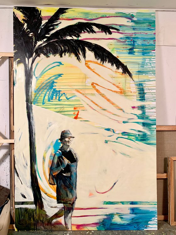 XXXL Big painting - "Palm" - Huge artwork - Pop Art - Street art - Palm - Girl - Portrait