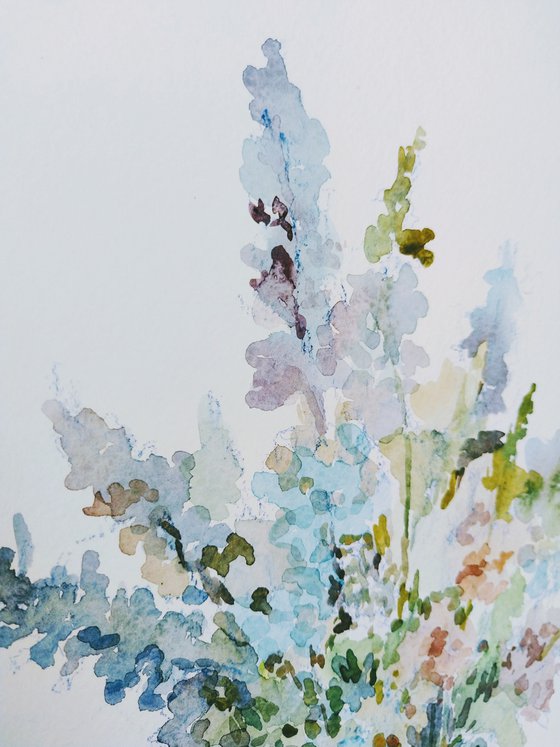 Bouquet of wild flowers in May. Original watercolour painting.