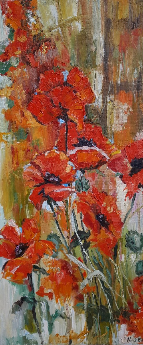 Poppies - Original oil painting (2018) by Svetlana Norel