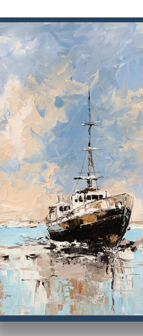 Waiting for the Tide. The Old Trawler, ship. by Vita Schagen