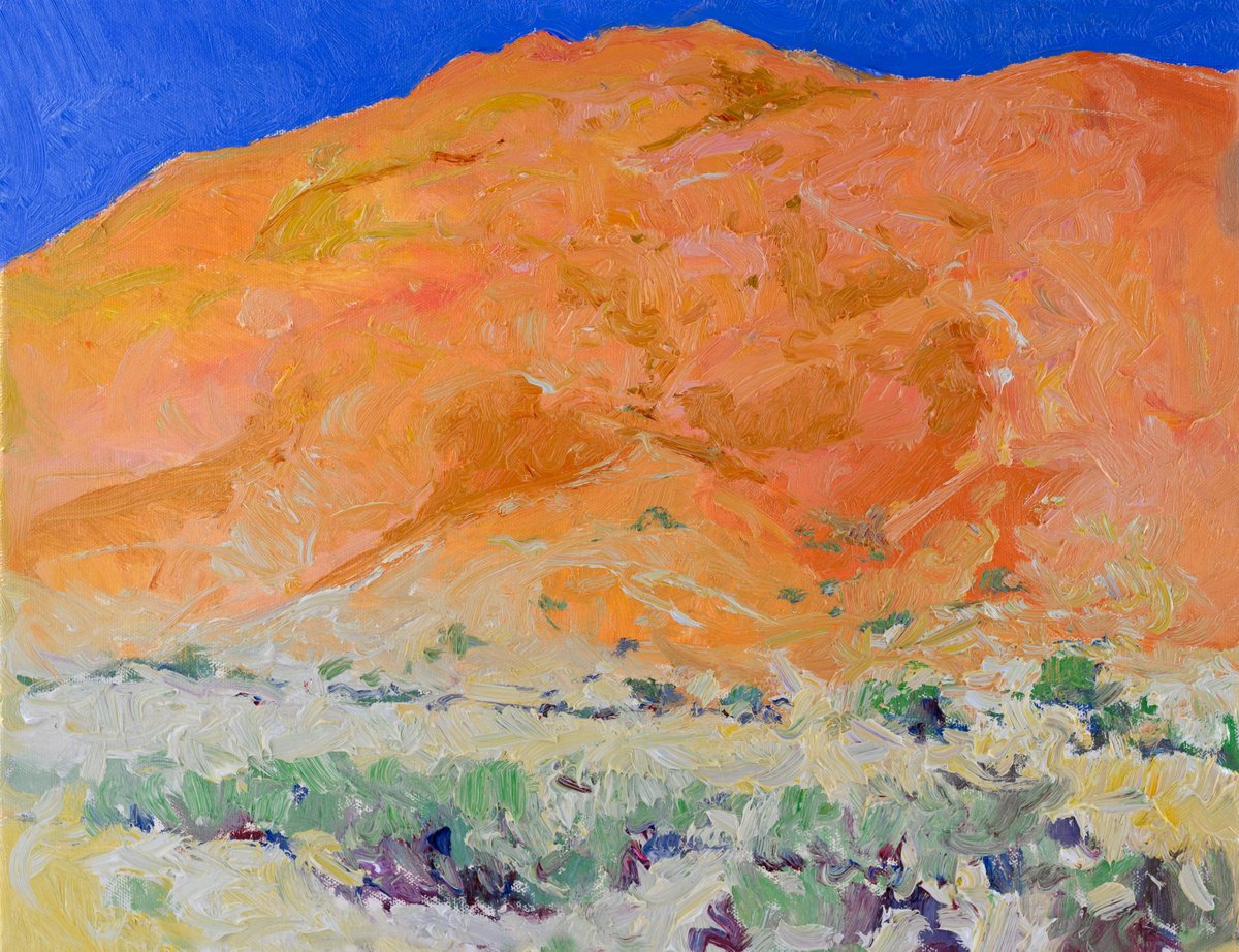 Expressive Landscape Oil Painting By Suren Nersisyan, 18 X 14", Dasert. Sunny Day, Original Artwork