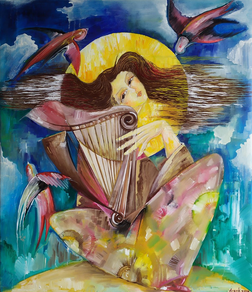 Abstract Portrait Oil Painting By Arevik Gasparyan, 24 X 28, Found Dream, Original Artwork