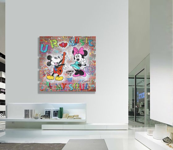 U R Music - Original on Brick Wall Panel