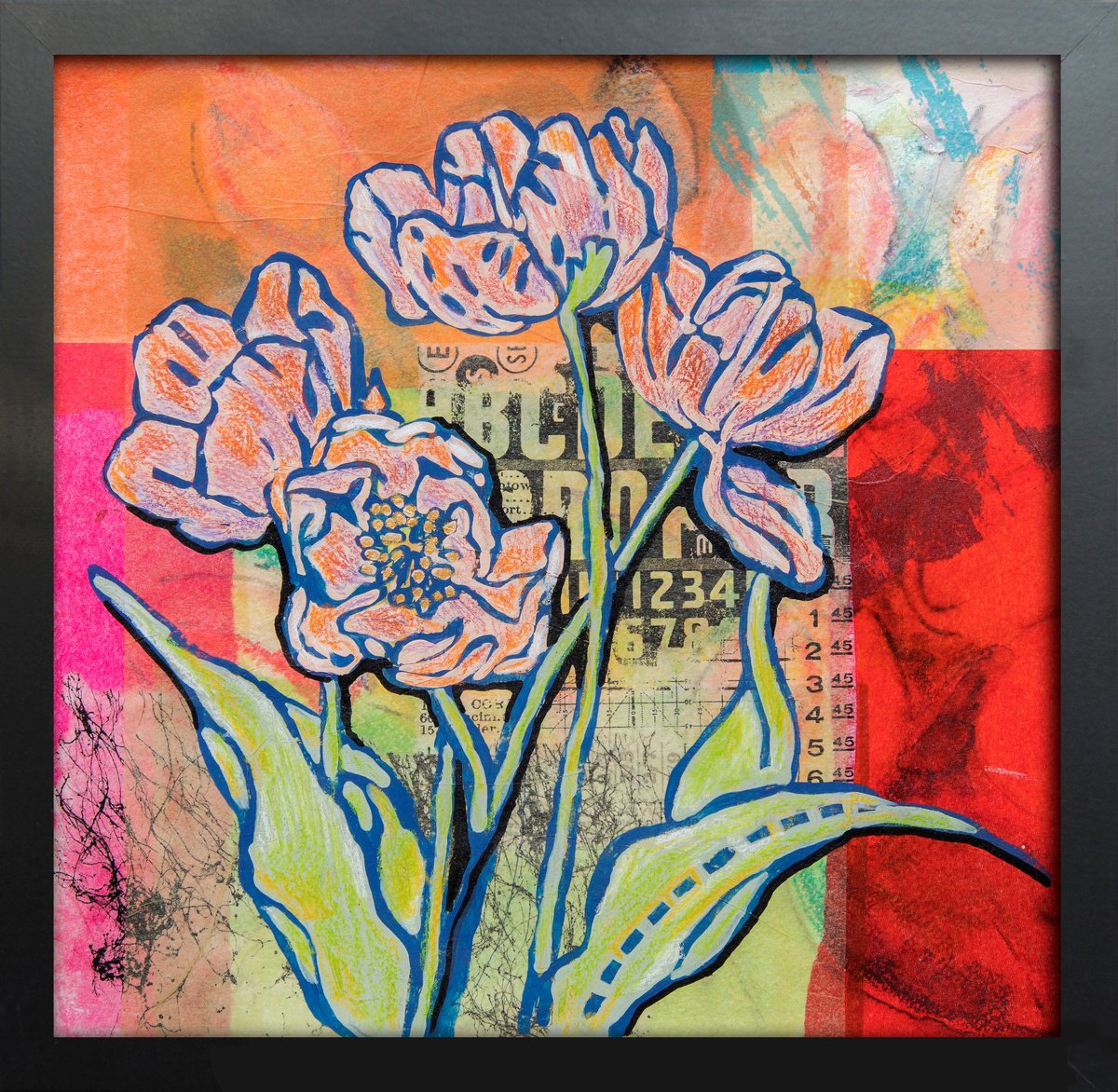 Illustrative Botanical Collage By Ariadna De Raadt, 13 X 13, Floral Card 6, Original Artwork