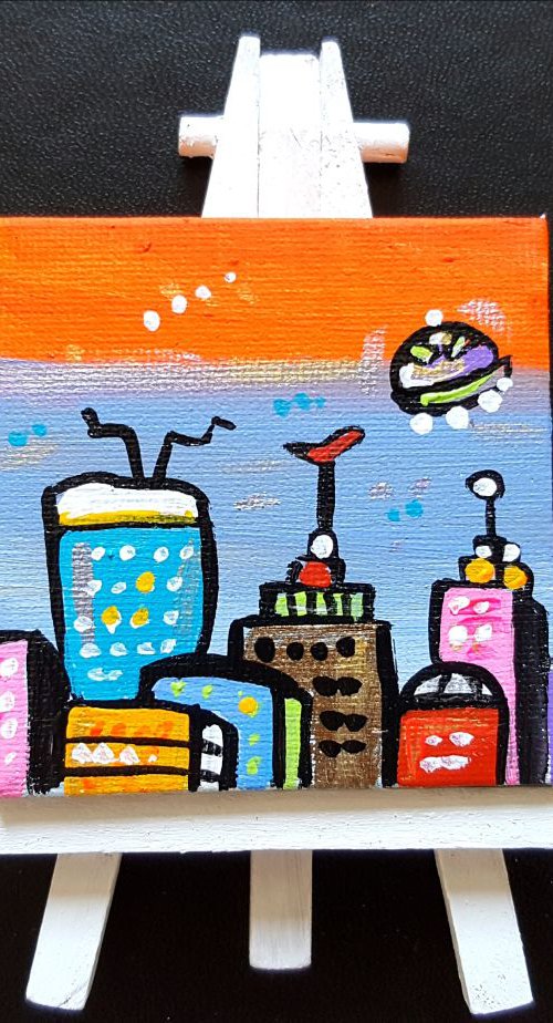 Miniature of London in orange with stand by Maria Luisa  Azzini