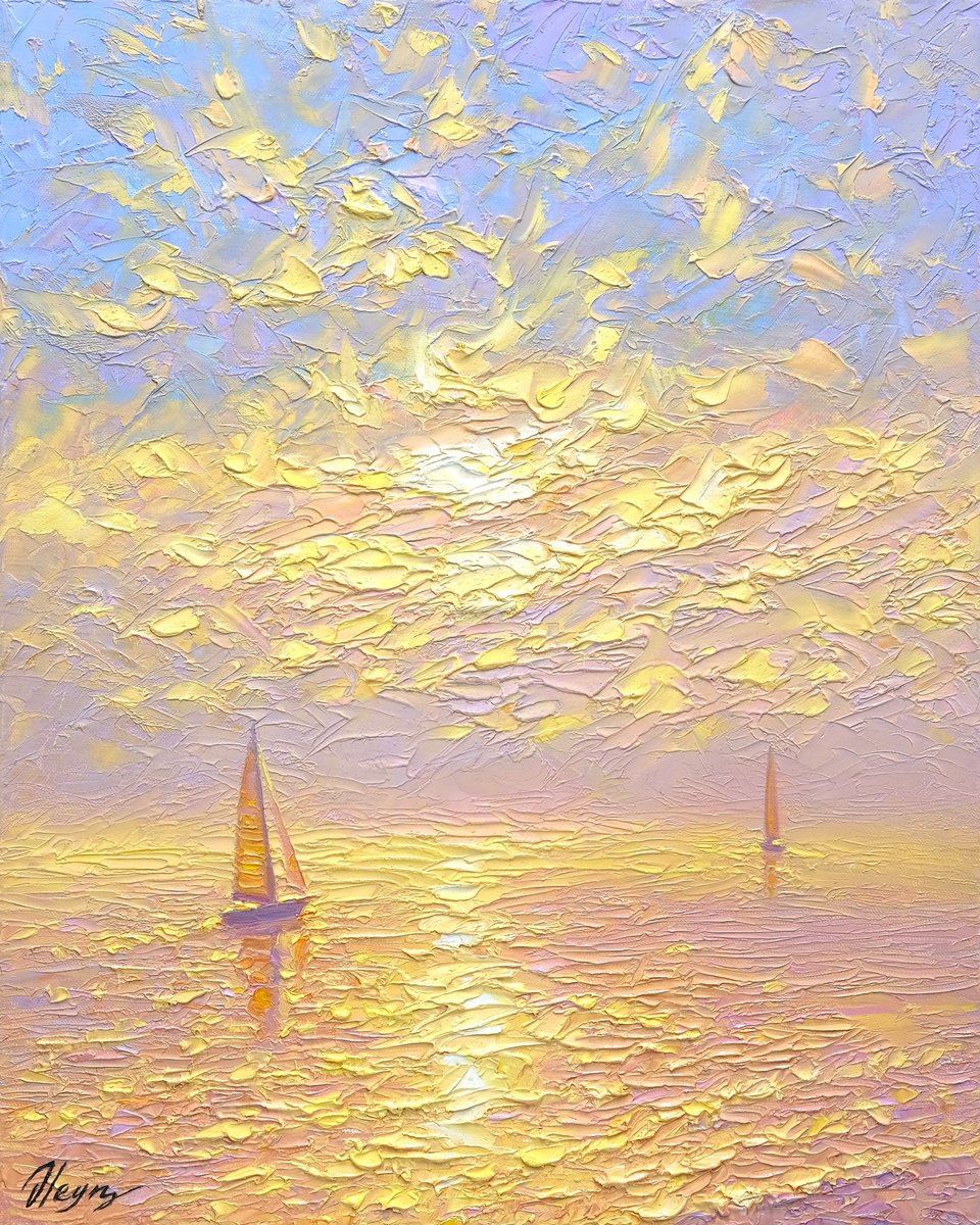 Impressionistic Landscape Oil Painting By Dmitry Oleyn, 16 X 20, Silk Of The Tide, Original Artwork