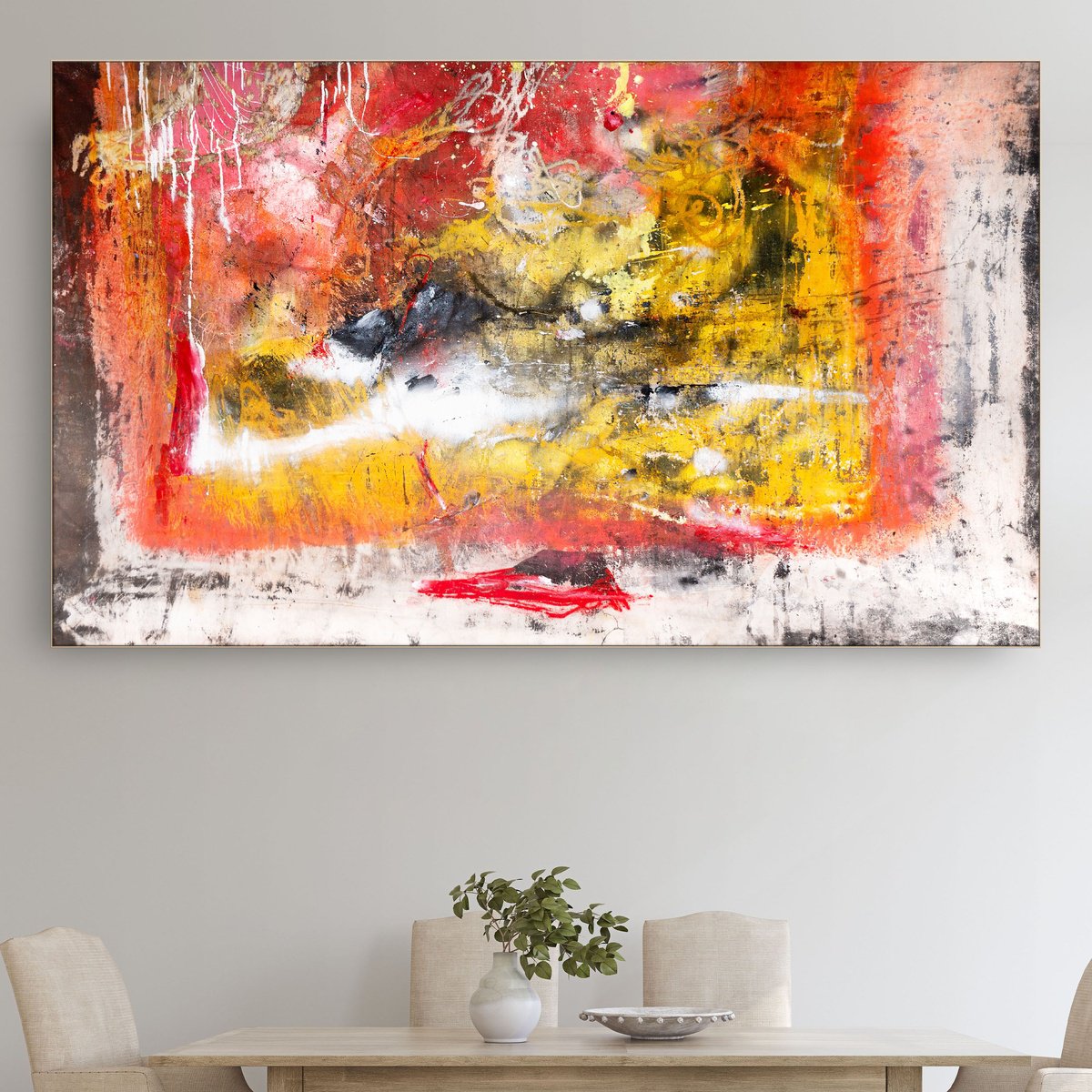 Organic Abstract Acrylic Painting By Adriano Ribeiro, 63 X 37, Voce Simul, Original Artwork