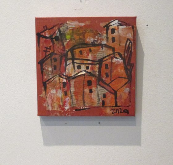 little italy mixedmedia in red