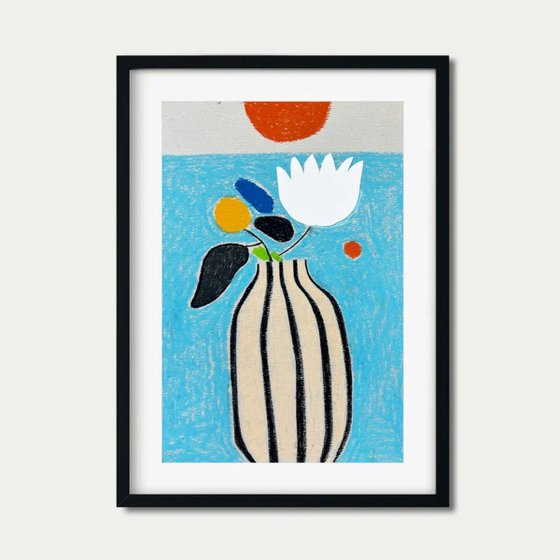 Striped Vase Floral Art