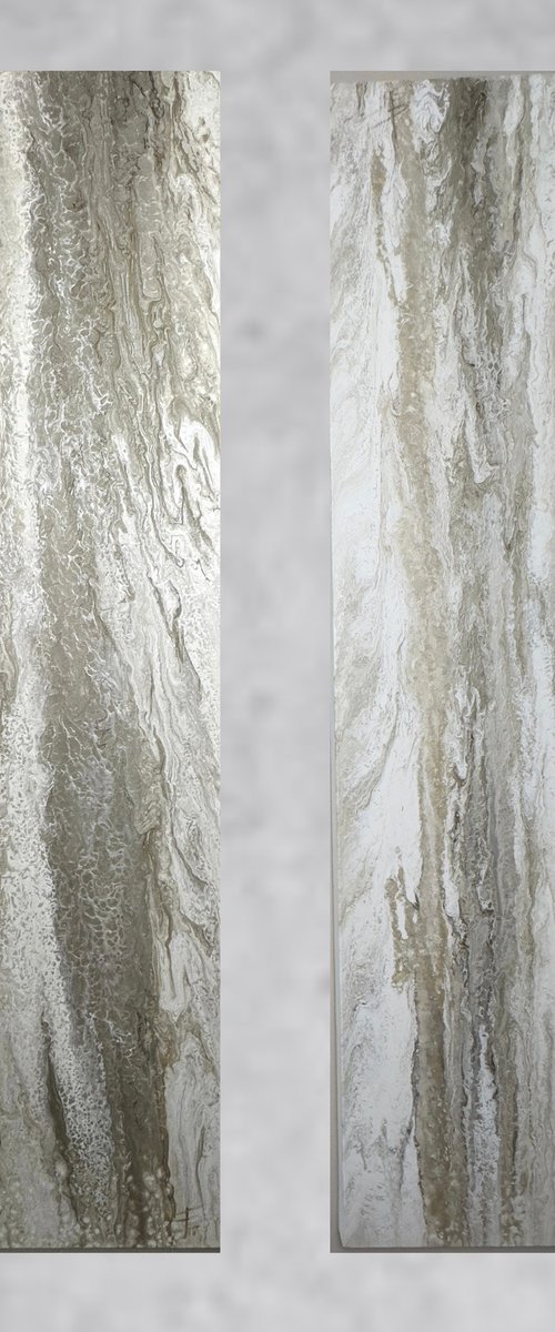 Voile — Neutral Abstract Diptych by Kseniia Turik