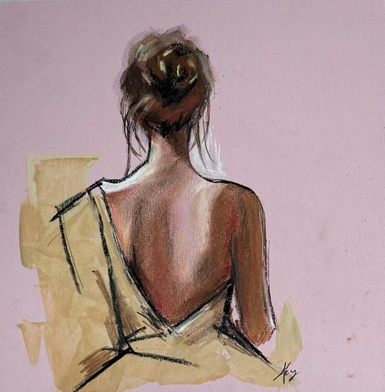 Sensual pastel artwork 20x20cm