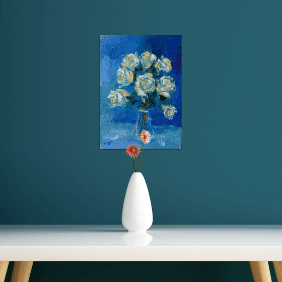 White Roses in Vase