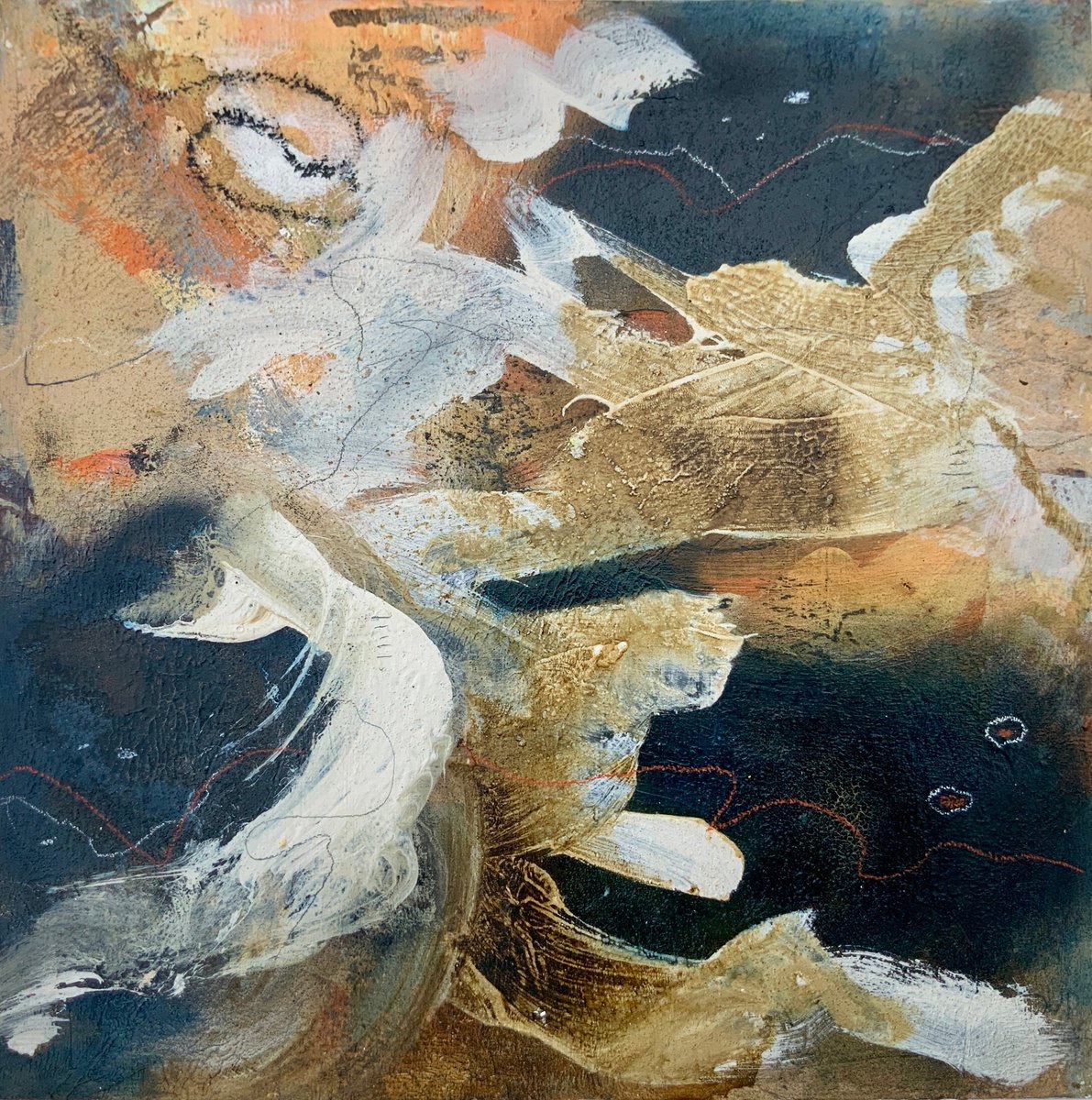 Organic Abstract Acrylic Painting By Alexandra Jagoda (Ovcharenko), 12 X 12, Abstract Winds Of Memory, Original Artwork