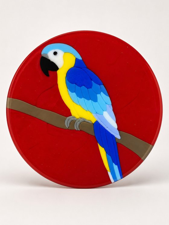 Macaw Fused Glass Bird Art