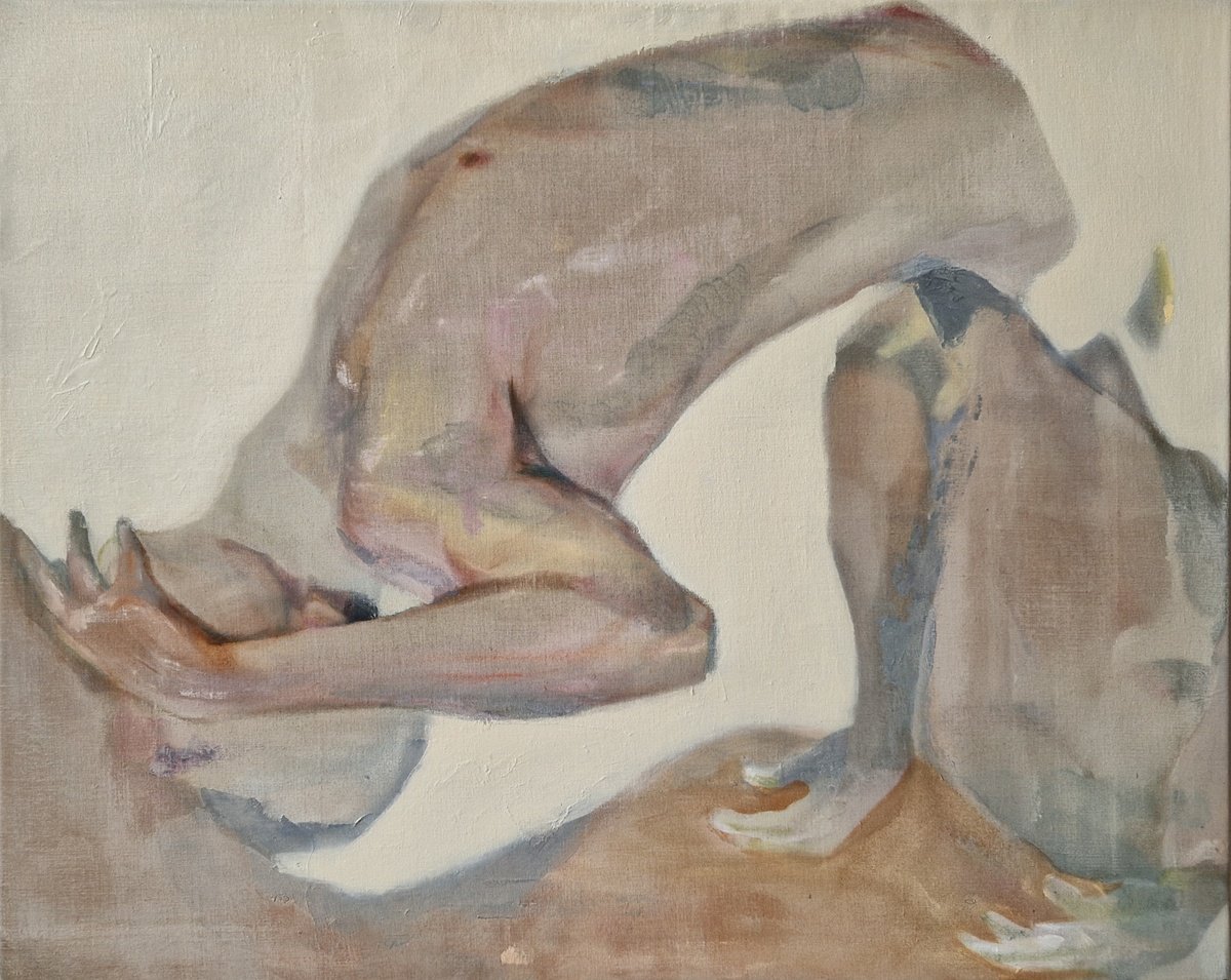 Impressionistic Portrait Oil Painting By Dick Van Dijk, 39 X 32, Arrow Through Me, Original Artwork