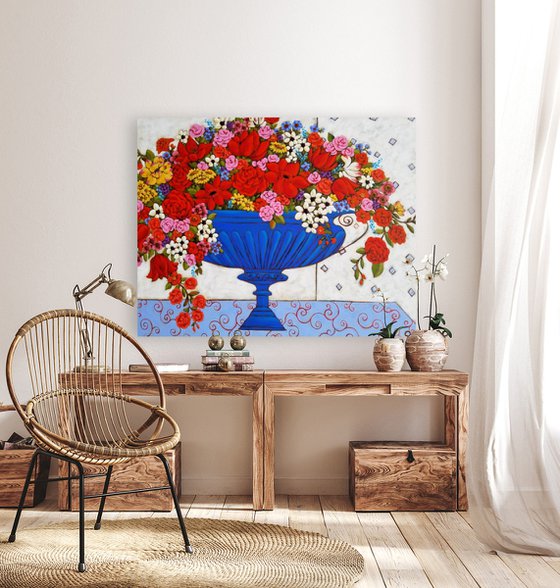 Blooms with Iron Jardiniere