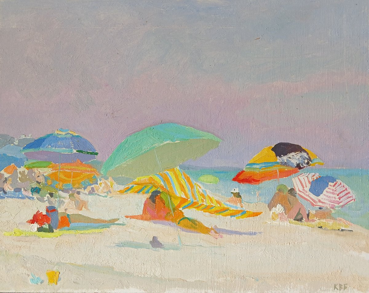 Impressionistic Landscape Oil Painting By Vasyl Koval, 16 X 12", A Carefree Day, Original Artwork