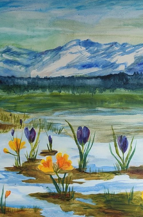 Spring Flowers at Mountains by VedrinaArt