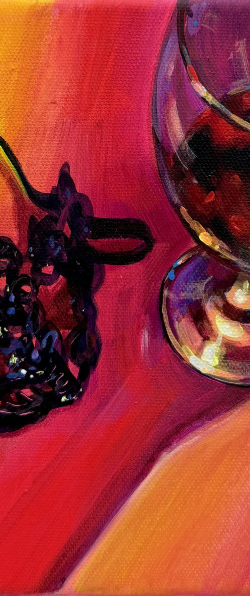 Still Life with Red Wine and Mask by Victoria Sukhasyan