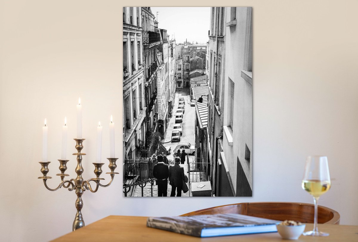 Photorealistic Cityscapes Photograph By Robbert Frank Hagens, 28 X 41", Stairs - Montmartre, Paris, Original Artwork