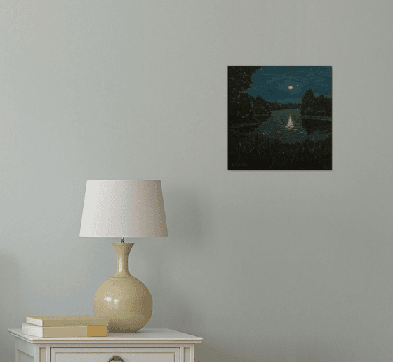 The Lunar Night - original summer landscape, painting