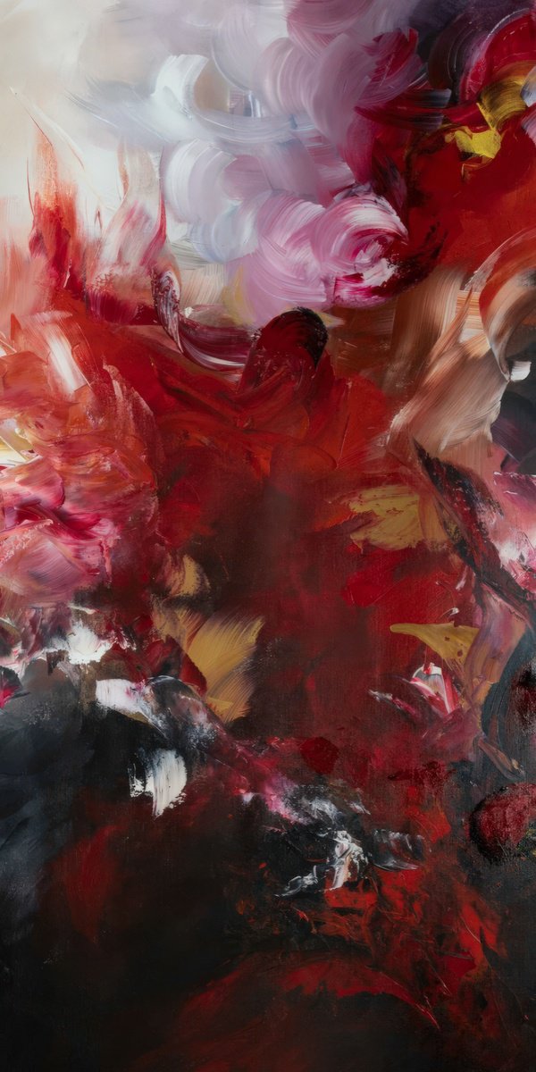 Abstract Acrylic Painting By Art By Catalin, 24 X 47, Burning Love 2, Original Artwork