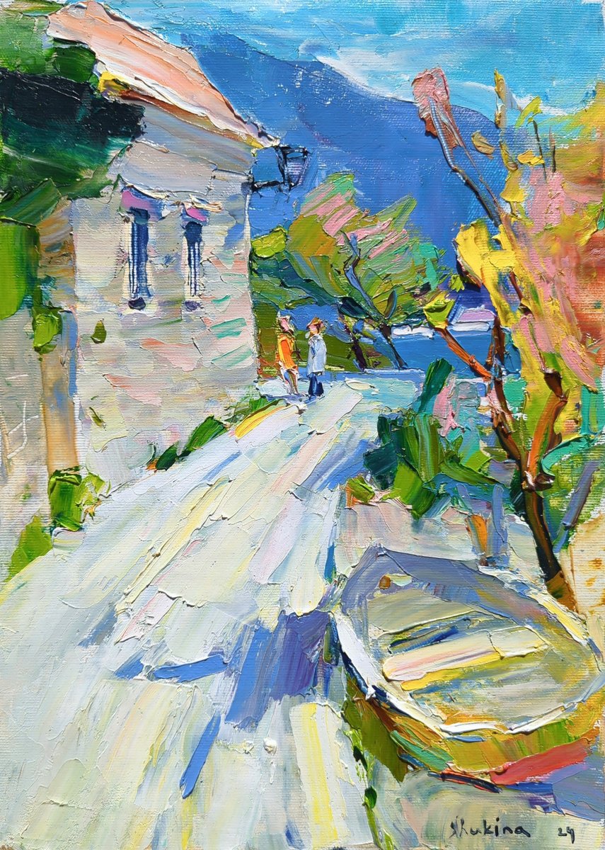 Expressive Oil Painting , Sunny Embankment By Helen Shukina, 10 X 14, Artwork For Sale On Artfinder