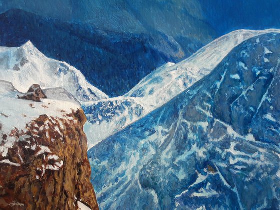 Mountains, mountain landscape, realistic nature painting, hyperrealism, realism painting