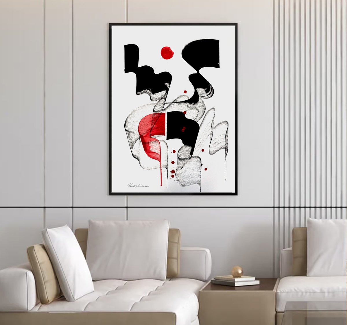 Expressive Abstract Ink Drawing By Randi Antonsen, 24 X 33", Gesture, Original Artwork