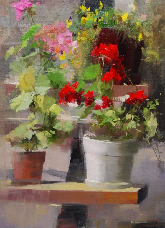 Still life painting, " White Red "