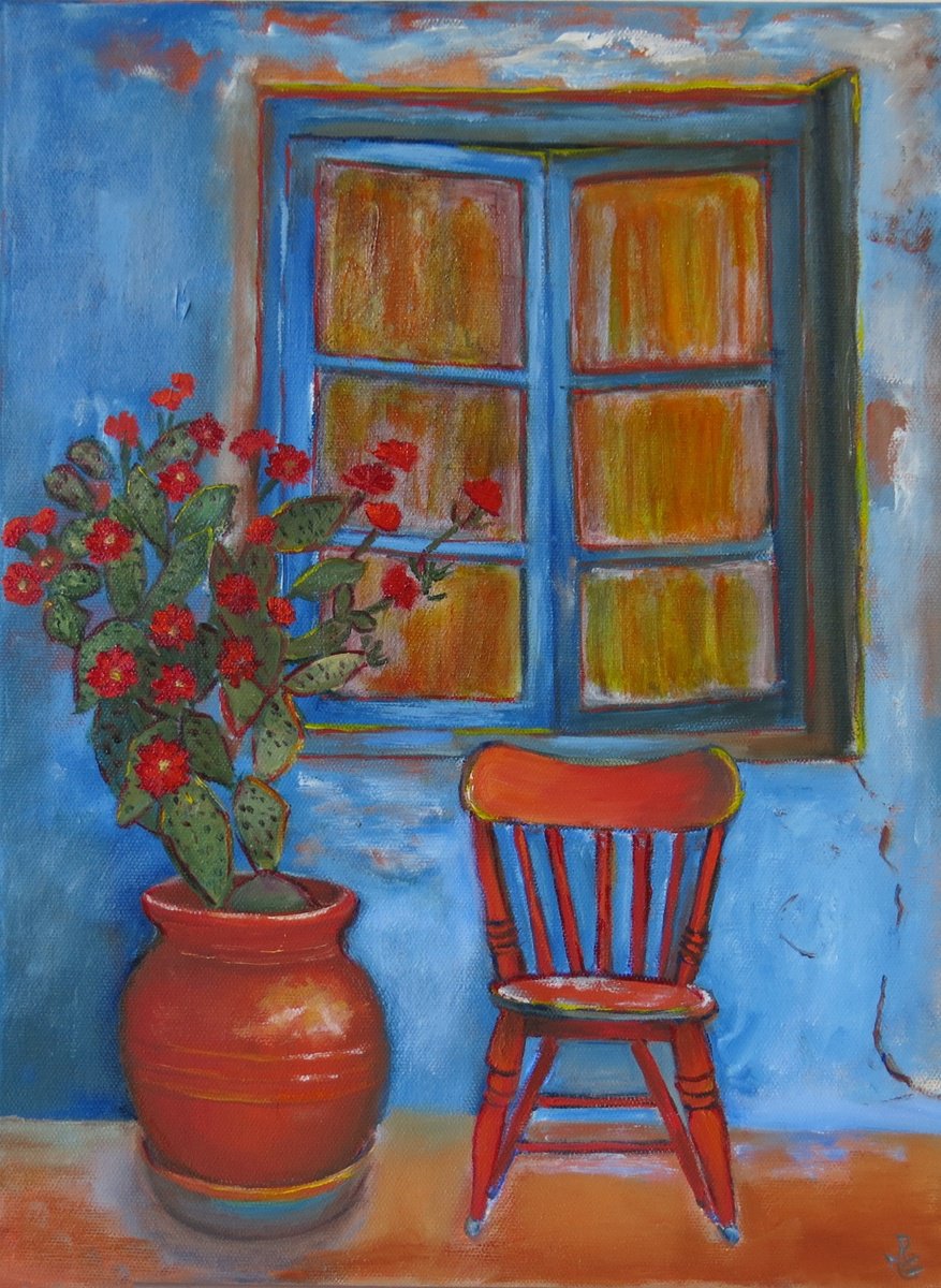 Impressionistic Botanical Oil Painting By Maureen Greenwood, 12 X 16", Amazing Cactus, Original Artwork