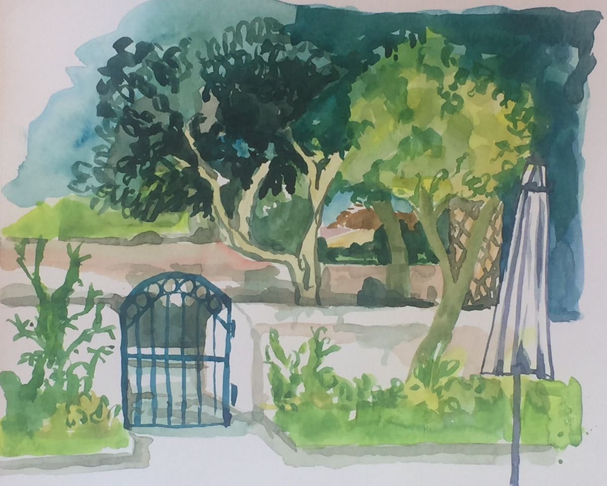 View across the garden walls, Menorca - Baleariac Islands by Annie Meier
