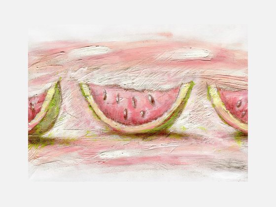 Watermelons On Pink Background