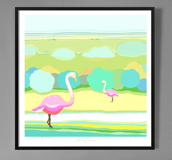 Flamingos (Flamencos) (pop art, animals)