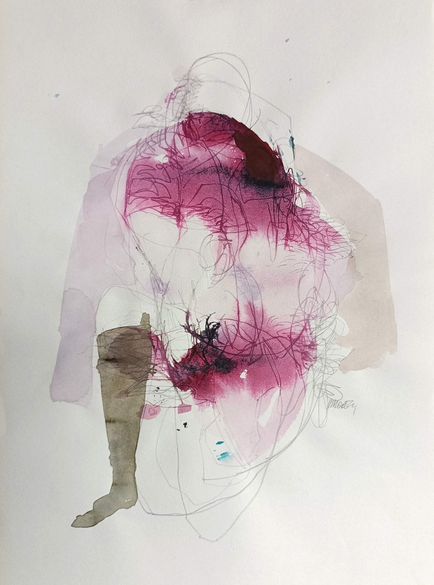 Surrealistic Botanical Watercolour By Magdalena Morey, 11 X 17", Blossom Keepers 5, Original Artwork