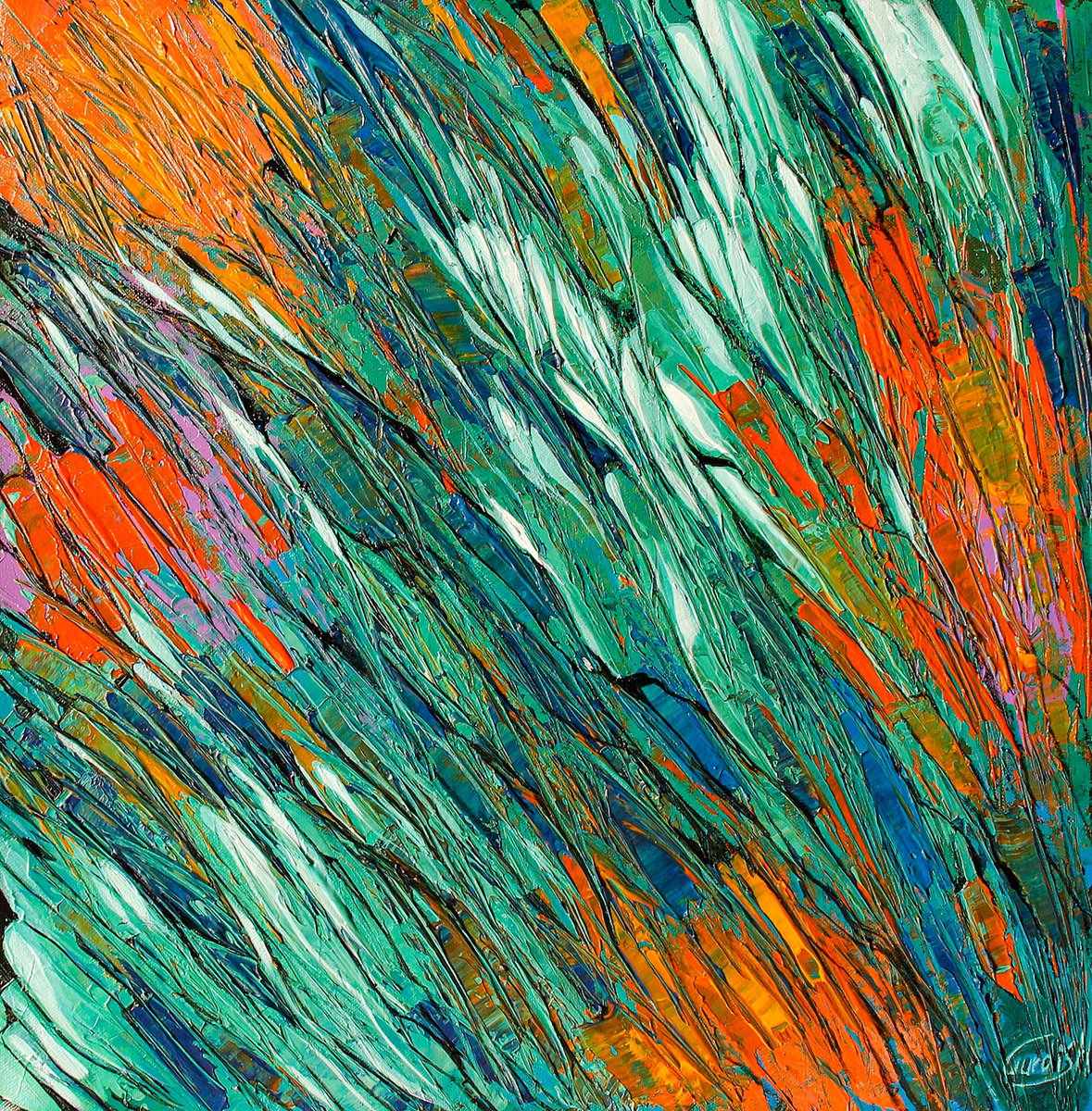 Abstract Acrylic Painting By Artist Gurdish Pannu, 18 X 18, Abstract Wall Painting, Original Artwork