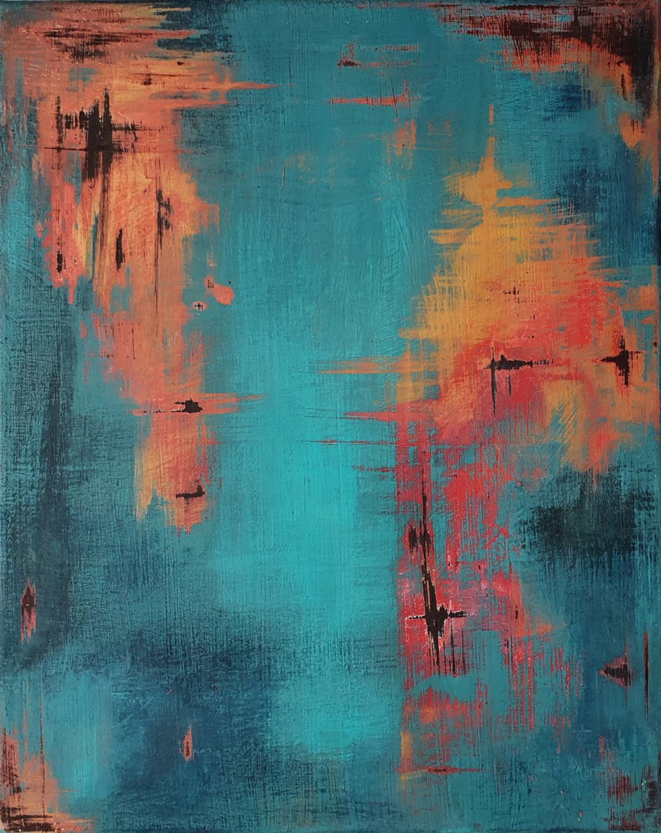 Modern shabby - small simple ocean blue abstract by Olesya Izmaylova