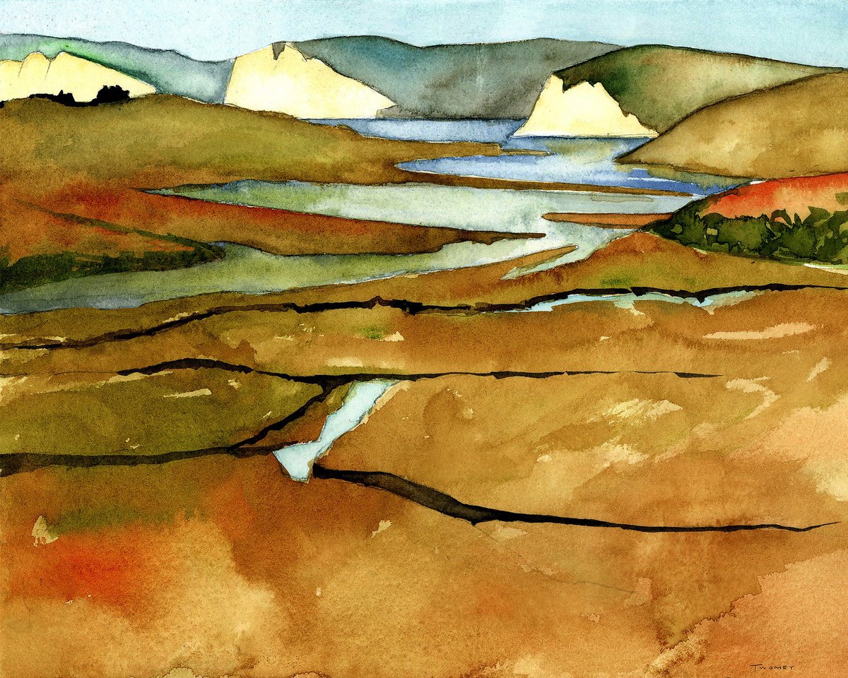 Impressionistic Landscape Giclee Print By Catherine Twomey, 20 X 16, Point Reyes Estuary Limited Edition, Original Artwork