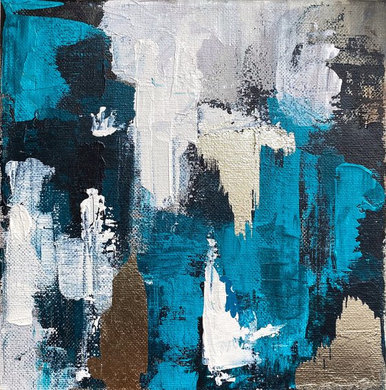 Teal Gold Abstract Canvas