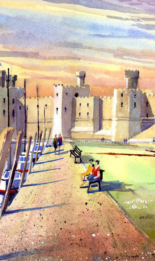 Evening Light, Caernarfon Castle, Wales by Peter Day