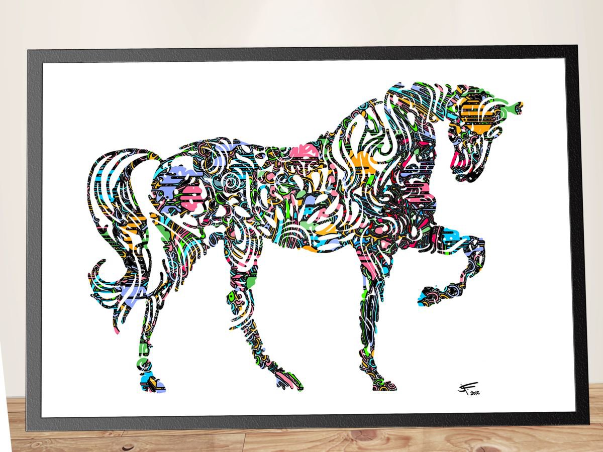 The Horse, Abstract/Conceptual, Framed Artwork, 16 x20 inches, by Jeff Kaguri