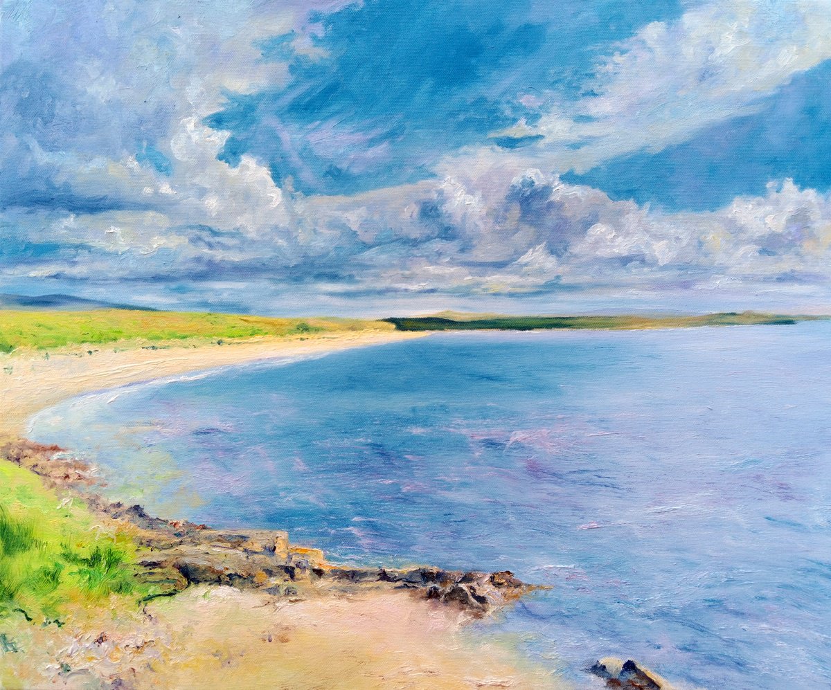 Expressive Landscape Oil Painting By Richard Freer, 24 X 20", Port Arthur Beach Oil Painting, Original Artwork