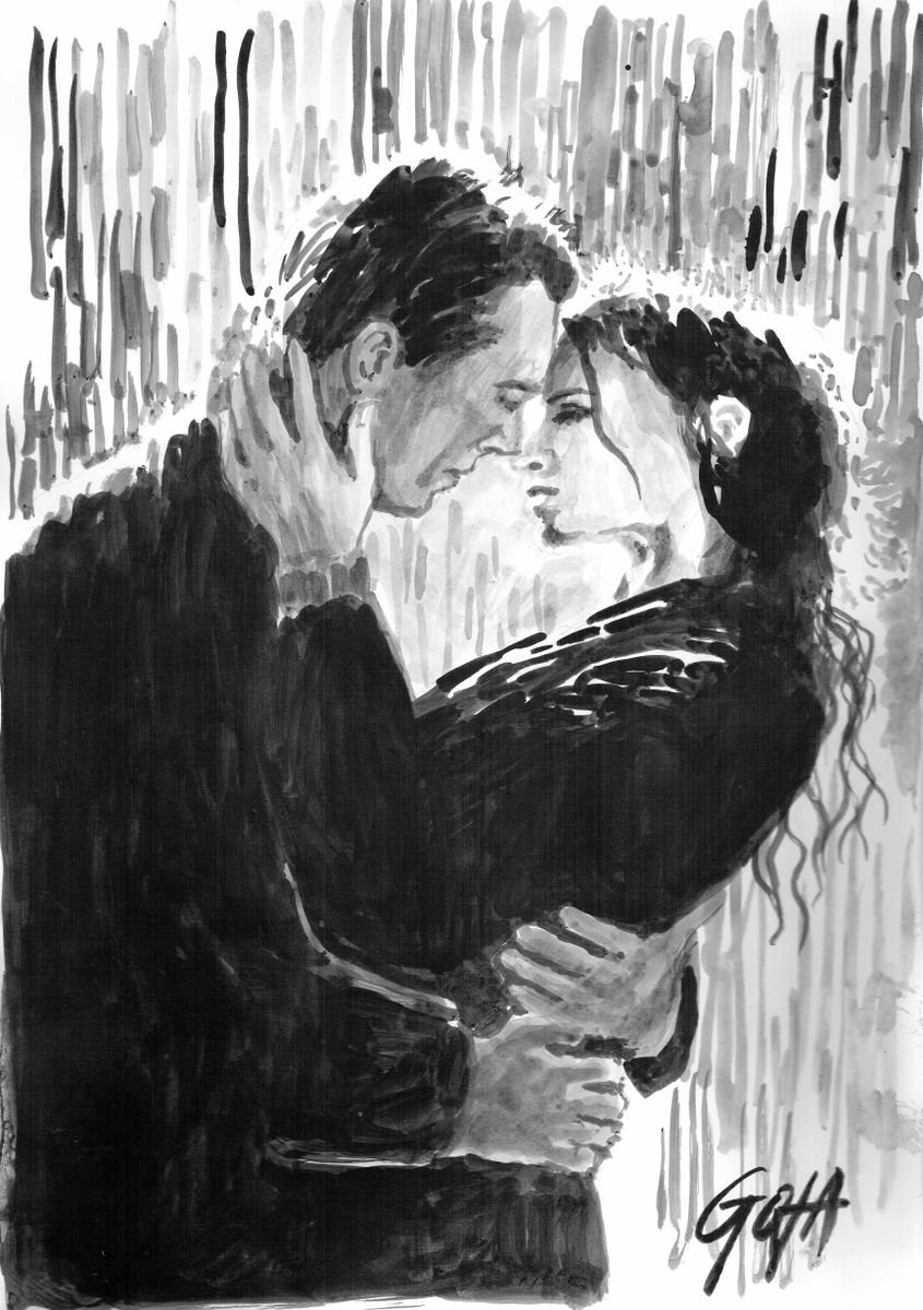 I LOVE YOU ! - COUPLE KISSING IN THE RAIN by Nicolas GOIA