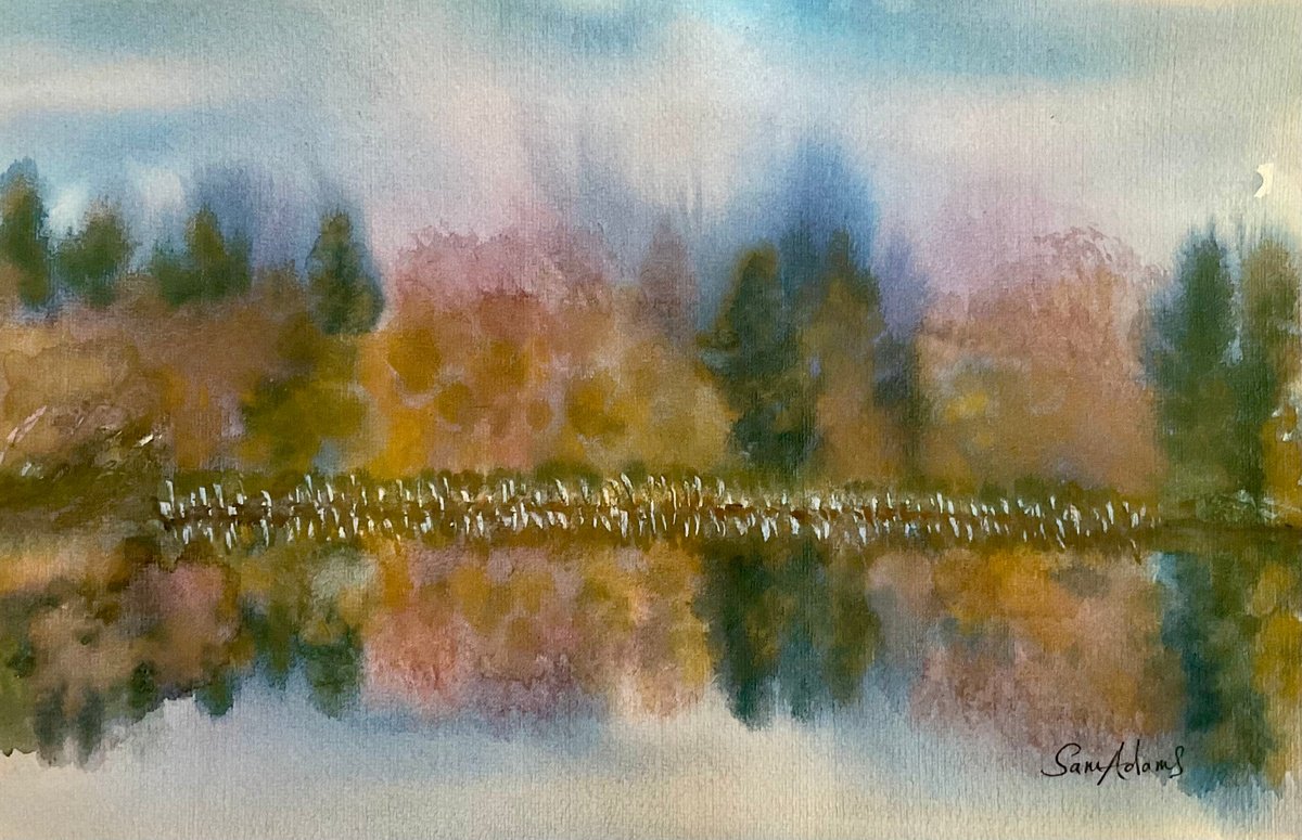 Impressionistic Watercolour , Spring Lake By Samantha Adams, 13 X 8, Artwork For Sale On Artfinder