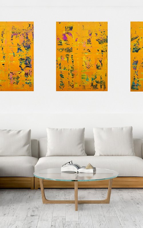 Crazy April No.8 - XXL triptych colorful abstract painting by Ivana Olbricht