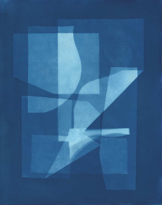 Geometric blue cyanotype set 2